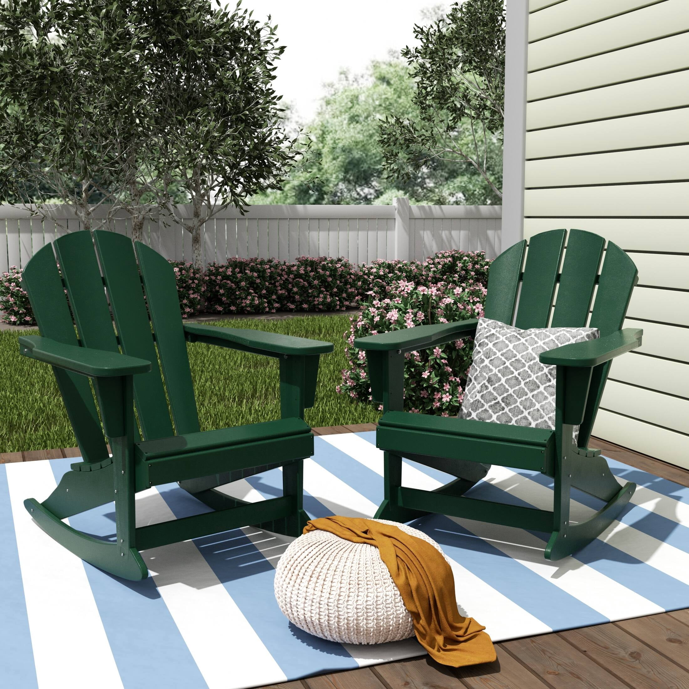 Polytrends  Laguna Hdpe All Weather Outdoor Patio Rocking Chair (Set of 2) Dark Green