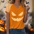 thumbnail image 4 of Halloween T Shirt Women Funny Pumpkin Face Printed Cute Tee Short Sleeve Casual Funny Halloween Party Tops, 4 of 7
