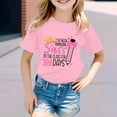 thumbnail image 2 of GDREDA Hauts pour Filles Mode Décontractée Imprimé Col Rond Manches Courtes T-Shirt Rose, 8-9 Ans, 2 of 4