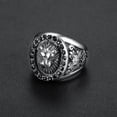 thumbnail image 4 of Mens Stainless Steel Lion Head Ring With Black Diamond Accent U Shape Bold Statement Jewelry Gift For Festivals, 4 of 5