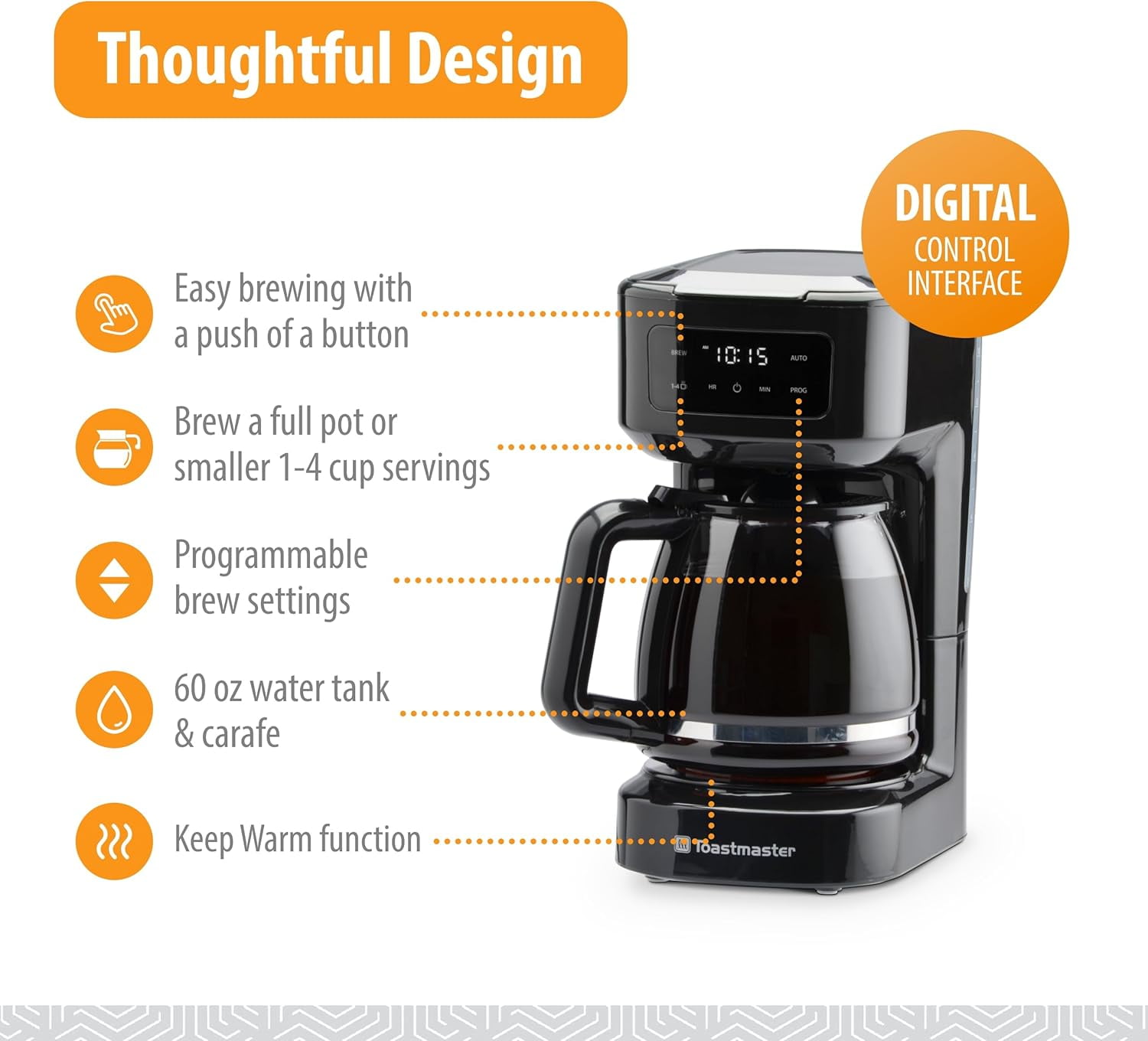 12-Cup Digital Touchscreen Drip Coffee Maker - Programmable Automatic Coffee Machine - Kitchen Appliance with Keep Warm Setting