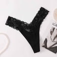 thumbnail image 5 of YWDJ Cheeky Panties for Women Lace Cotton Lightweight G String No Show Perspective Embroidered Panties Lace Sexy Diamond Belt Can Control Sexy Tulle Thong Black XL, 5 of 6