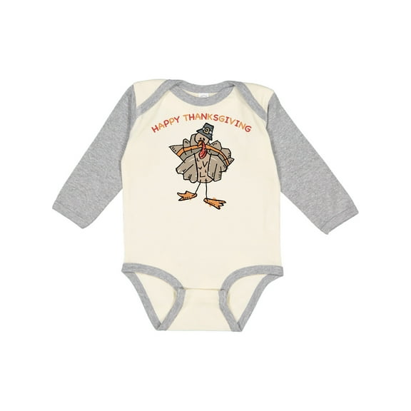Inktastic Happy Thanksgiving Boys or Girls Long Sleeve Baby Bodysuit
