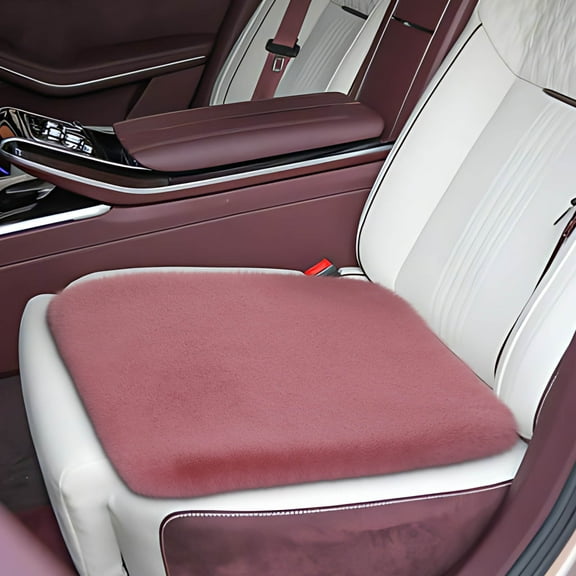Car Front Seat Cushion, Soft Warm Faux Rabbit Fur Winter Auto Seat Cover, Fluffy Plush Vehicle Seat Protector Pad with Non-Slip Backing, Car Accessories for Home and Office Chair