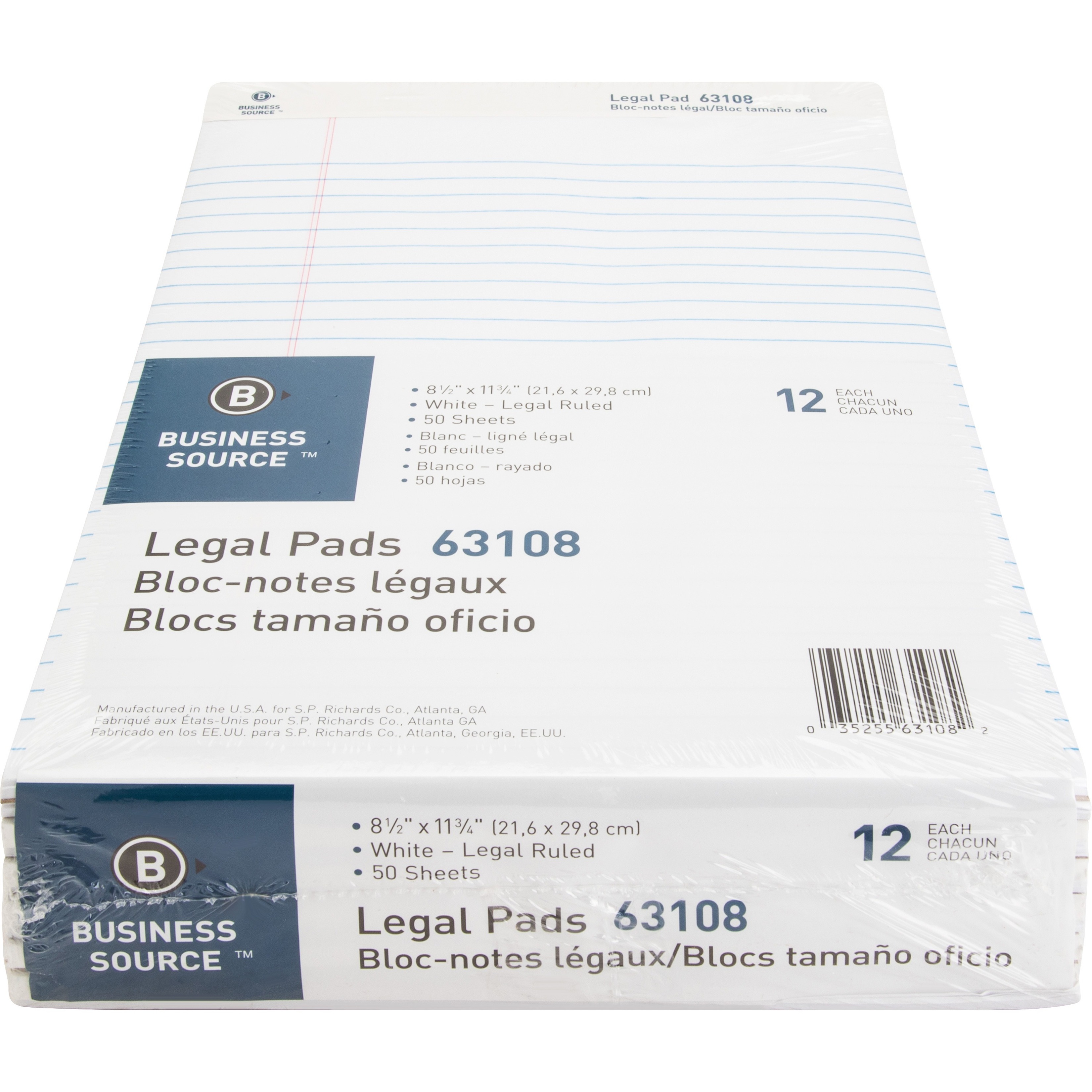 Business Source, BSN63108, Micro-Perforated Legal Ruled Pads, 12 / Dozen