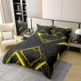 thumbnail image 2 of Erosebridal Gradient Square 100% Cotton Duvet Cover Full Size, Abstract Line Bedding Sets Full Size, Geometry Striped Decor, Reversible（No Comforter）, 2 of 6