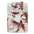 thumbnail image 1 of Hummingbird Reversible Bedspread Set, Art Lily Flowers Birds and Color Splashes in Watercolor Painting, Pillow Shams & Comforter Microfiber Bedding Set, 3 Sizes, Pink Warm Taupe Salmon, by Ambesonne, 1 of 4