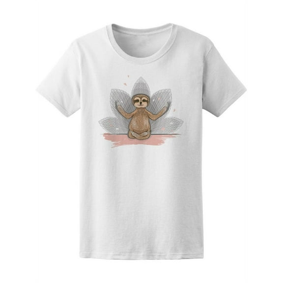 Cute Sloth | Lotus Meditating T-Shirt Women -Image by Shutterstock, Female x-Large