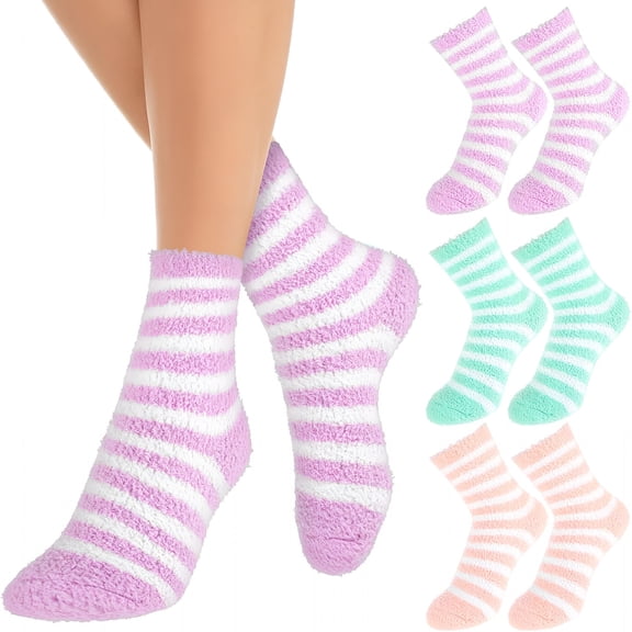 TELOLY 3 Pairs Aloe Infused Socks Lotion Socks Moisturizing Spa Socks Non Slip Coral Fleece Socks for Repairing Softening Dry Cracked Feet Gel Sleeping