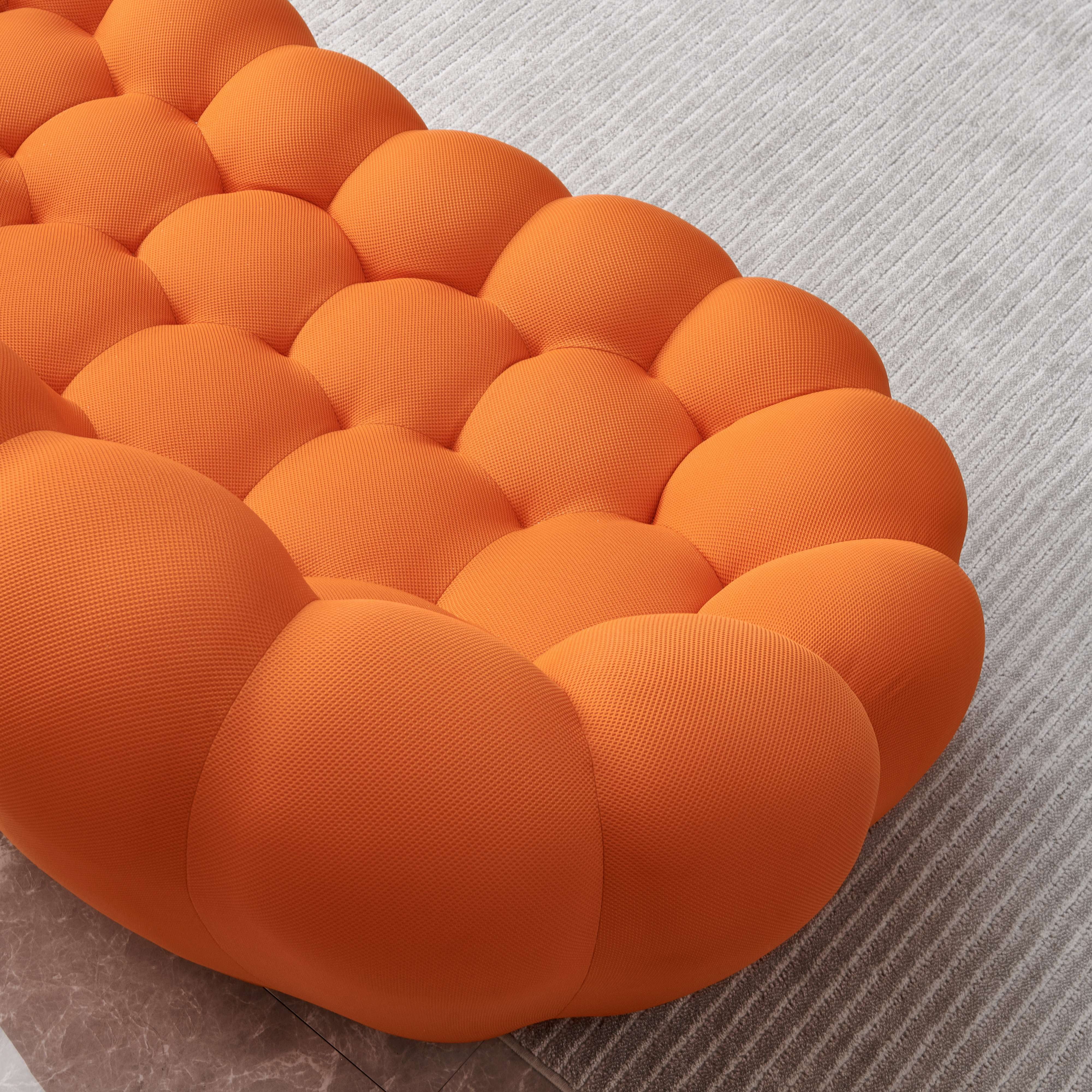 MAYEERTY 74.8" Modern Loveseat Bubble 2 Seater Upholstered Sofa Couch 3D Textile Mesh Fabric for Living Room，Orange