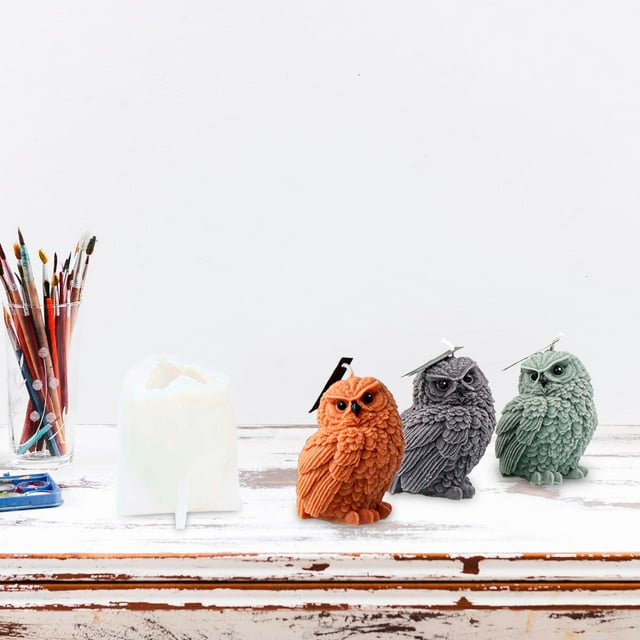 Wzzjkit Household Essentials Crooked Head Owl Candle Model Three Dimensional Observation Owl Aromatherapy Plaster Graffiti Resin Model
