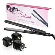 Salona Titanium Coated, Hair Straightener and Curler with Digital LCD and Heat Resistant Bag, Black