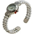 thumbnail image 4 of Blekon Collections Japanese Quartz Women's 21mm Case Elegant Pearl Beads Cuff Bangle Watch, 4 of 5