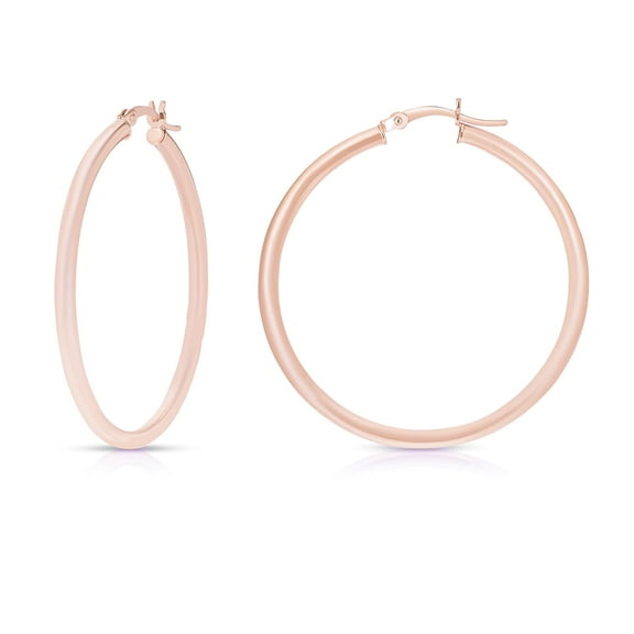 Floreo 14k Rose Gold 2mm x 15mm High Polish Round Tube Hoop Earrings