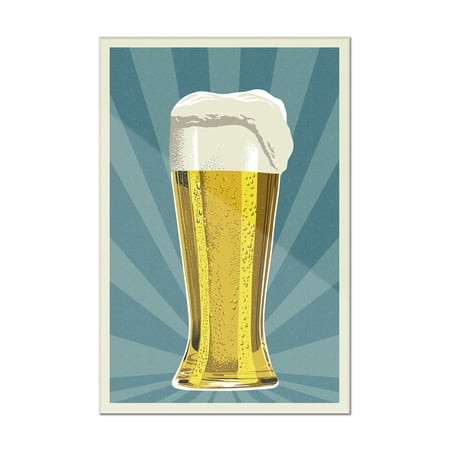 - Pilsner Glass - Letterpress - Lantern Press Poster (8x12 Acrylic Wall Art Gallery Quality)