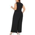 thumbnail image 3 of Agnes Orinda Women's Plus Size Jumpsuit Crew Neck Sleeveless Overalls Wide Leg Pant Summer Casual Rompers with Pocket 1X Black, 3 of 6