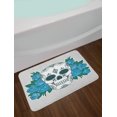 thumbnail image 2 of Skull Bath Mat, Skeleton Head with Oriental Paisley Details Roses Leaves Ethnic Design, Non-Slip Plush Mat Bathroom Kitchen Laundry Room Decor, 29.5 X 17.5 Inches, Teal Fern Green and White, Ambesonne, 2 of 2