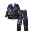 thumbnail image 1 of Fotbe Purple-Eyed Floral Leopard Pijama de Hombre con Estampado de Manga Larga, Conjunto de 2 Piezas, Ropa de Dormir Suave y Cómoda con Bolsillos-Medium, 1 of 7