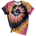 thumbnail image 1 of CHOK Hauts d'Été pour Femmes, T-Shirt Imprimé Teinture sur Nœuds à Col Rond et Manches Courtes, Tunique Décontractée pour Vacances, 1 of 3