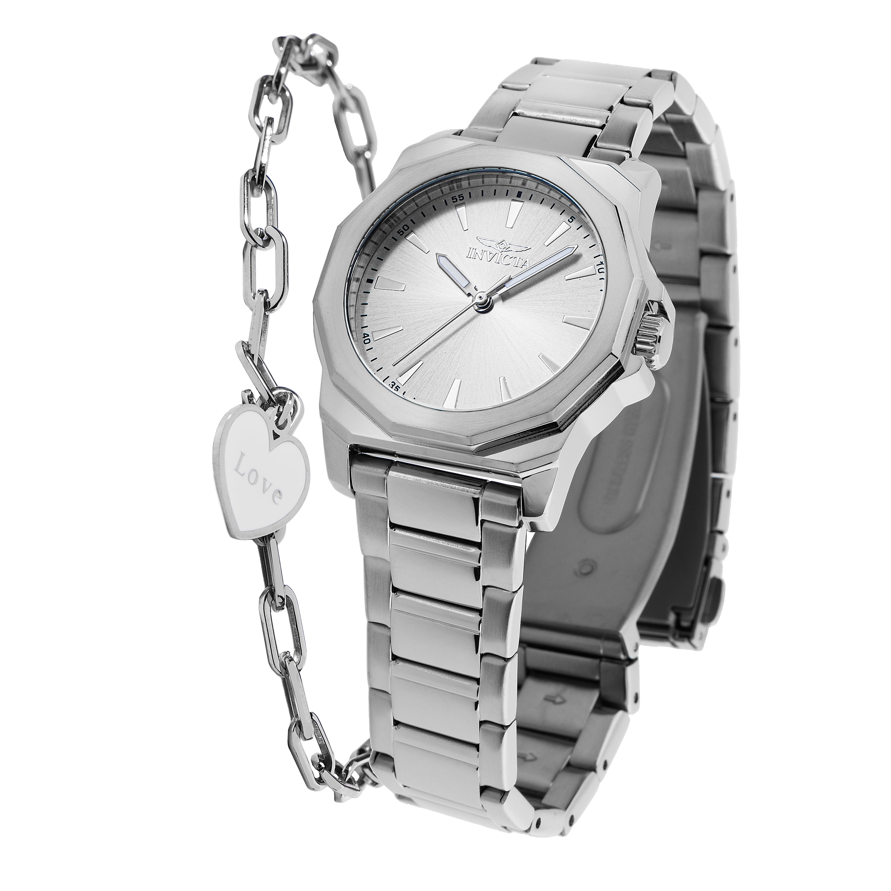 INVICTA 48577 Set with Speedway Ladies Watch 34mm Stainless Steel case and Silver Dial and Silver bracelet