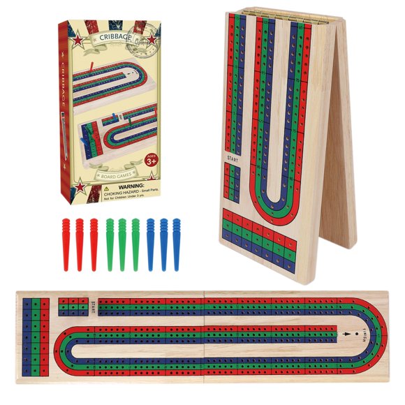Juego de mesa Cribbage GOTHINK, plegable, de madera, con 9 pinzas