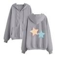 thumbnail image 2 of Xdegoge Graphic Hoodies for Women Star Embroidery Cute Y2K Zip Up Hooded Sweatshirt Aesthetic Long Sleeve Drop Shoulder Drawstring Jacket with Pocket 2025 Winter Fashion Casual Outfits, 2 of 3