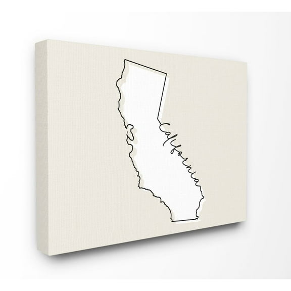 Stupell Industries California Home State Map Neutral Print Design Canvas Wall Art by Daphne Polselli