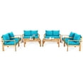 thumbnail image 3 of Costway 8PCS Patio Furniture Set Acacia Wood Thick Cushion Loveseat Sofa Turquoise, 3 of 9