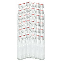 16-20oz Clear Growler with Flip Top Airtight Silicone Seal | For Beverages, Oil, Vinegar, Kombucha, Beer, Water, Soda, Kefir | Pack of 36