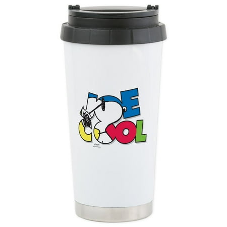 Coil Mug - CafePress - Snoopy Joe Cool - Stainless Steel Travel Mug, Insulated 16 oz. Coffee Tumbler
