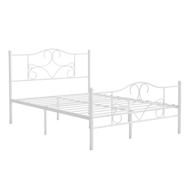 Zstar Curved Metal Bed Frame, Full Size Platform Bed Frame with