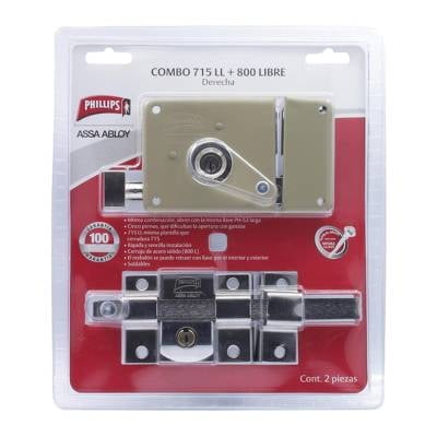 Cerradura Phillips Combo 715LL más 800 Libre Derecha 2 Piezas