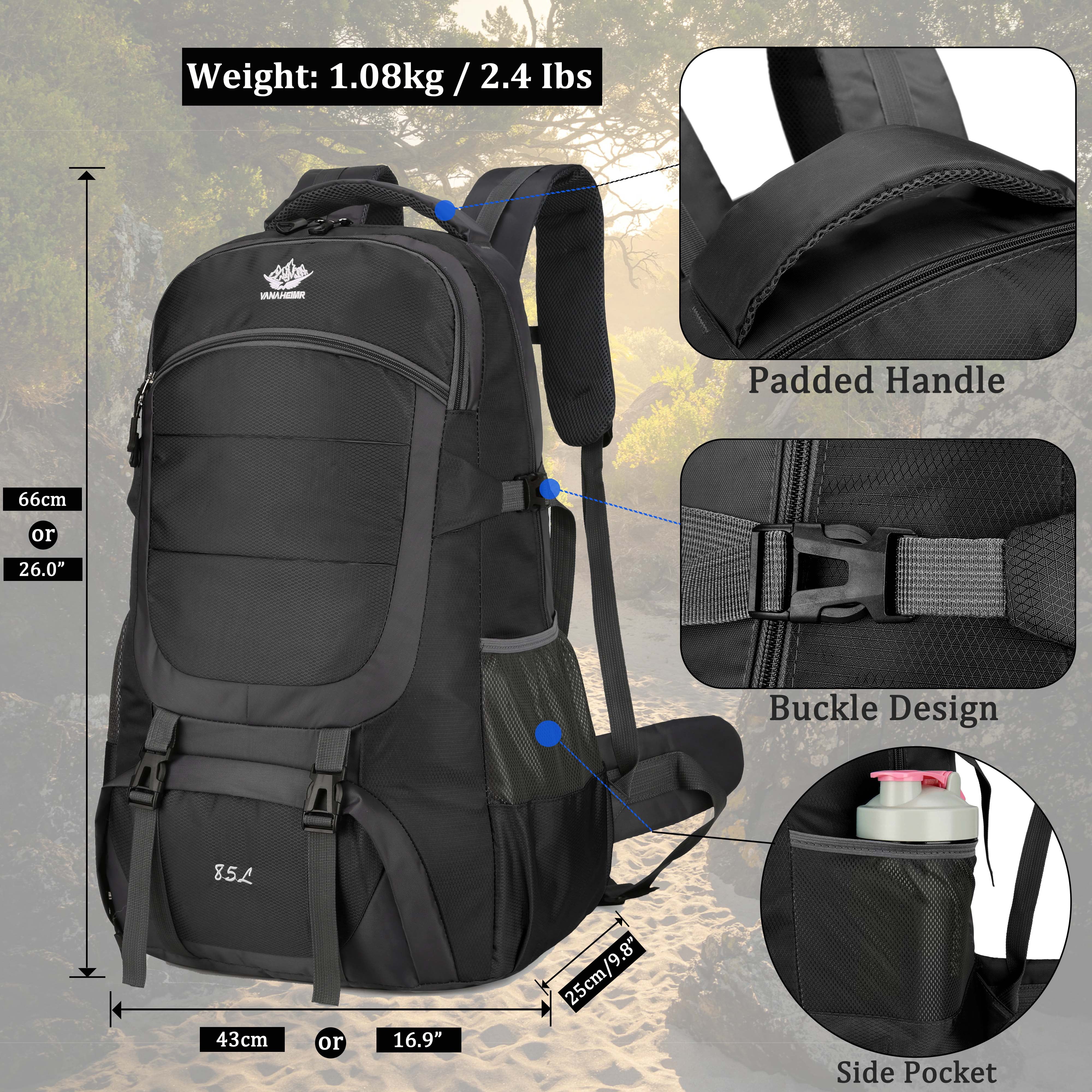 85L Hiking Camping Backpack,Hunting Climbing Backpack for Outdoor,Backpack Water Resistant,Tactical Backpack for Men Women