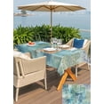 thumbnail image 5 of Outdoor Tablecloth with Umbrella Hole for Patio/Picnic/Party/Camping, Blue Sage Green Boho Waterproof Table Cloth Rectangle Table Cover Washable, Vintage Ethnic Tribe Abstract Art (60"x 120"), 5 of 8