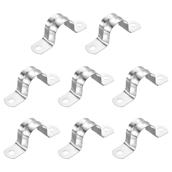Uxcell 8Pack 25mm Rigid Pipe Straps 2 Hole U-Shaped Bracket Clamps 304 Stainless Steel