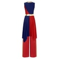 thumbnail image 2 of YiZYiF Women's Praise Dance Outfit Asymmetrical Metallic Dress with Pants Liturgical Worship Costume Red L, 2 of 7