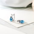 thumbnail image 4 of Gem Stone King 925 Sterling Silver Swiss Blue Topaz and Blue Sapphire Earrings for Women (4.62 Cttw, Gemstone November Birthstone, Oval Checkerboard 9X7MM), 4 of 4