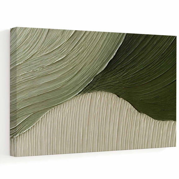 Green Oil Painting Texture Canvas Wall Art, Sage Green Print Abstract Chic Wall Art Prints Artwork Framed Canvas Ready to Hang Art Pictures for Bathroom Nightstand, Narrow Hallway 14" x 11"