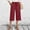Wine, variant on BRGZLK Cotton Capri Pants for Women Solid Color High Waisted Wide Leg Lounge Loose Lightweight Drawstring Elastic Waist Summer Capris with Pockets Green XL