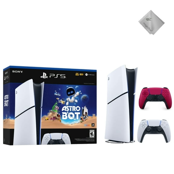 New TEC PS_5 Slim Digital ASTRO BOT Bundle, 1TB SSD with White & Extra Red Wireless Controllers