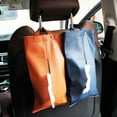 thumbnail image 6 of NIBOLOG Faux Leather Tissue Holder Hanging Napkin Box Wear Resistant Waterproof Large Capacity Car Back Seat Headrest Paper Tissue Container, 6 of 7