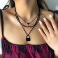 thumbnail image 4 of Metal Negro Tres Capas Punk Collar Moda Colgante Collar de la Mujer, 4 of 8