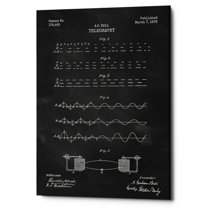 Epic Graffiti  "Telegraphy Blueprint Patent Chalkboard" Giclee Canvas Wall Art, 12" x 18"