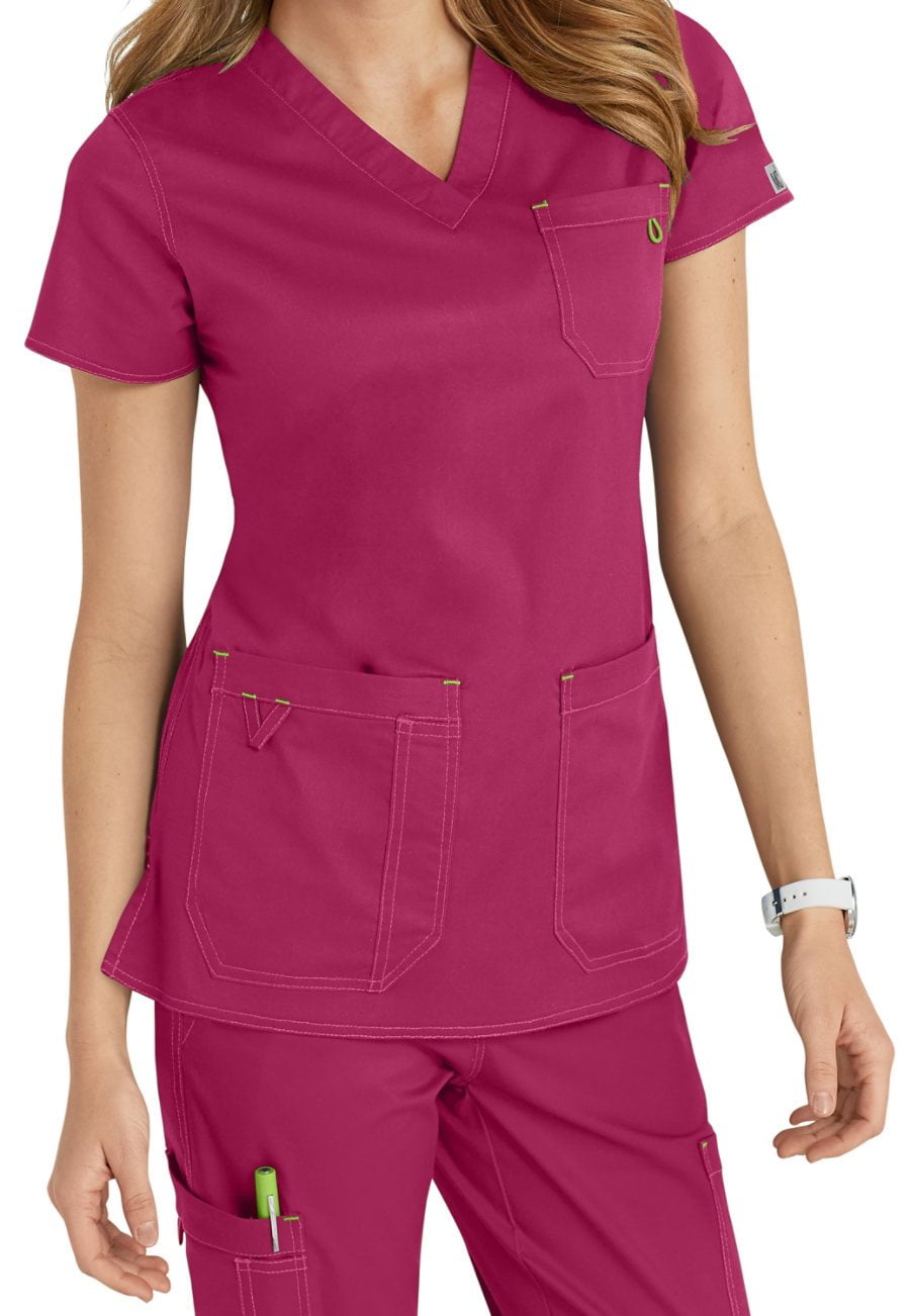 MC2 by Med Couture Women/'s /"Niki/" 8496 Contrast Stitch V-Neck Scrub Top