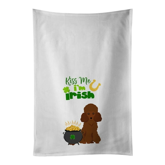 Carolines Treasures WDK4884WTKT Toy Red Poodle St. Patricks Day White Kitchen Towel Set of 2 Dish Towels 19 X 25"