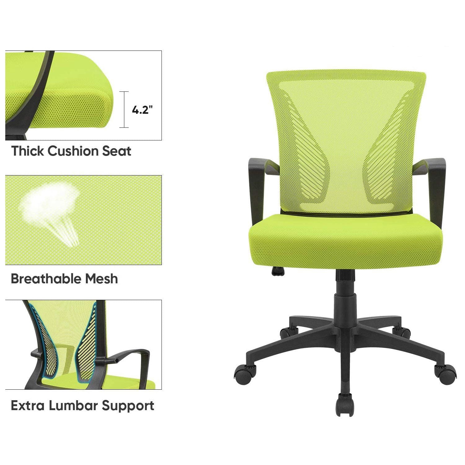 Homall Mid Back Office Chair Computer Ergonomic Mesh Chair Adjustable Mesh Chair with Armrest, Cyan