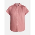 thumbnail image 5 of Time and Tru Women's Chambray Camp Shirt with Short Sleeves, Sizes XS-XXXL, 5 of 5