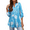 Blue, variant on Nlife Women Bohemian Floral Print 3/4 Sleeve V Neck Shirt