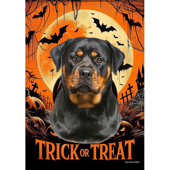 Rottweiler - Best of Breed Halloween Garden Flag 12" x 17"
