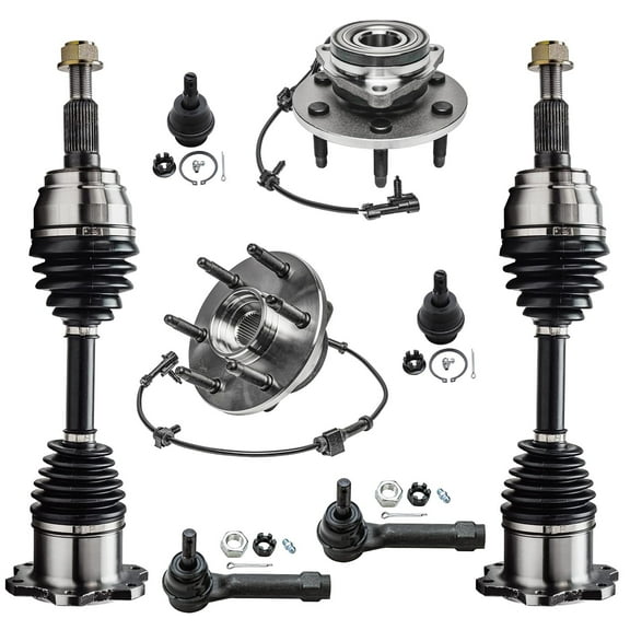 Detroit Axle - 8pc 4WD Front CV Axles Wheel Hubs Suspension Kit Replacement for GMC Sierra 1500